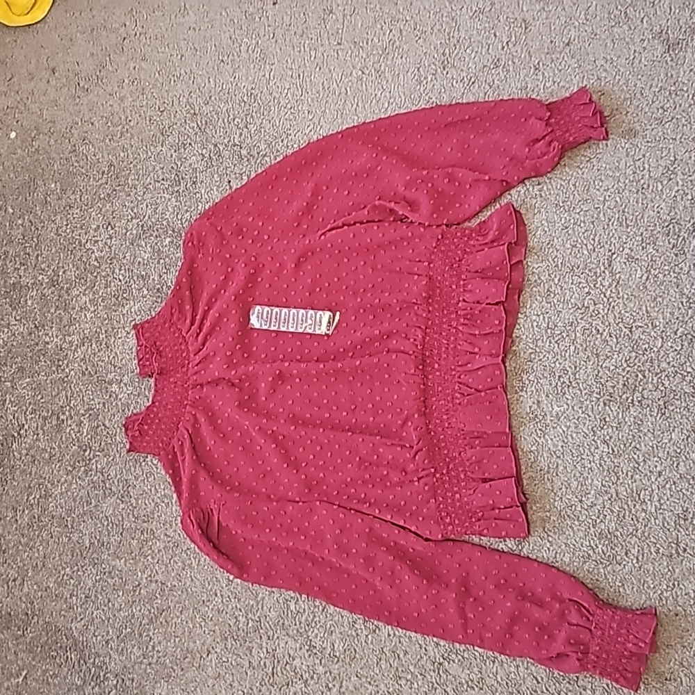 Burgandy Mock Neck Blouse